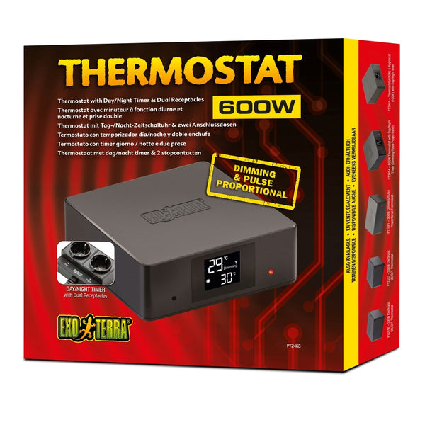 Exo Terra Thermostat with Day/Night Timer & Dual Receptacles, 600-watt