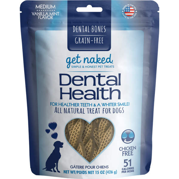 Get Naked Dental Health Dental Bone Grain-Free Dog Treats, Medium