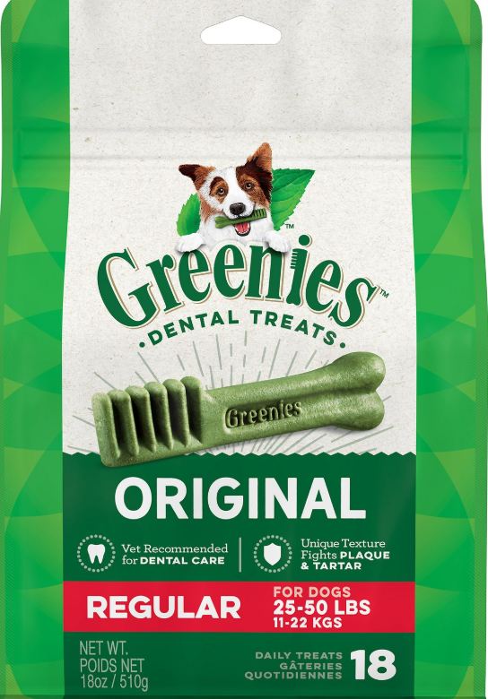 Greenies Original Regular Dental Dog Treats, 18-oz, 18-count