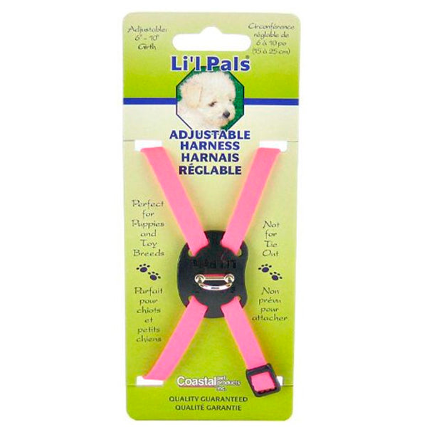 Li'l Pals Harnais pour chien réglable, 5/16 po x 6-10 po, Rose néon
