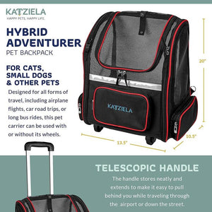 Katziela Porte-aventure hybride à roulettes, rouge
