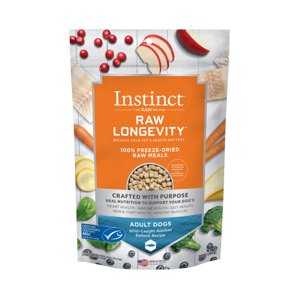 Instinct Raw Longevity Wild-Caught Alaskan Pollock 100% Freeze-Dried Dog Food, 9.5-oz