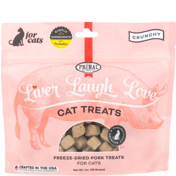 Primal Liver, Laugh, Love Simply Pork Friandises pour chats lyophilisées