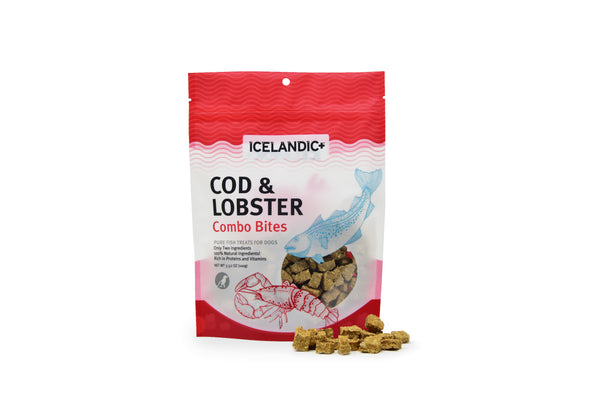 Icelandic+ Bouchées Combinaison de Poissons Friandise pour chiens, Morue et Homard