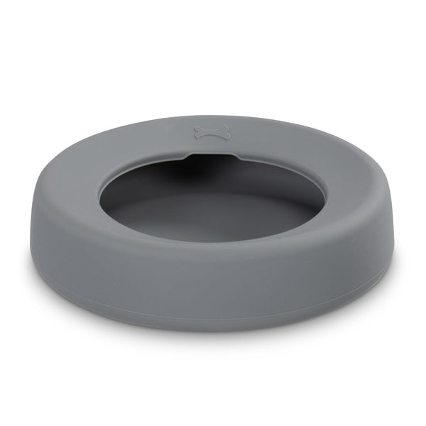 Messy Mutts Bol de voyage en silicone anti-éclaboussures pour chien Gris