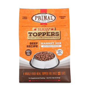 Primal Raw Toppers Market Mix Beef Dog & Cat Food Topper