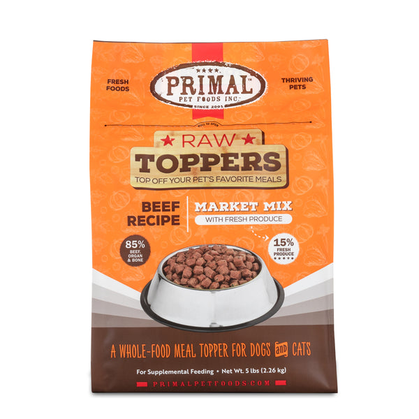 Primal Raw Toppers Market Mix Beef Dog & Cat Food Topper