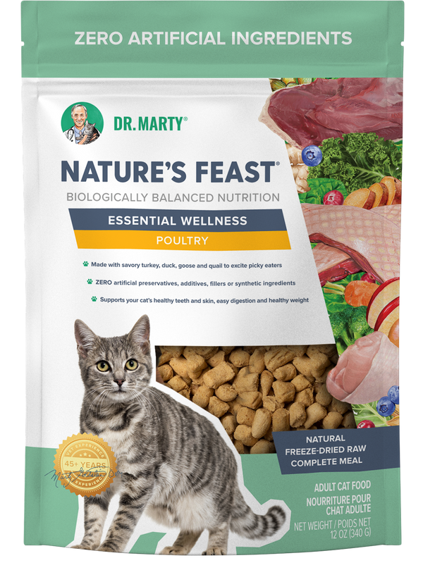 Dr. Marty Nature's Feast Nourriture pour chats déshydratée Essentielle Bien-être Volaille
