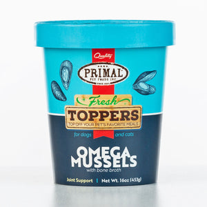 Primal Fresh Toppers Omega Mussels, Frozen Dog & Cat Food Topper
