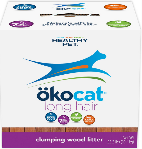 Okocat Litière pour chat à poils longs en bois naturel