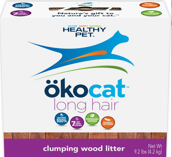 Okocat Litière pour chat à poils longs en bois naturel