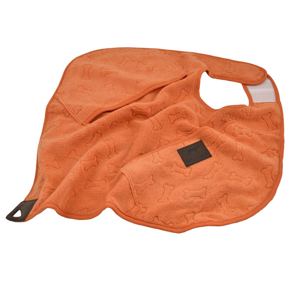 Tall Tails Towel Orange Bone Dog Cape