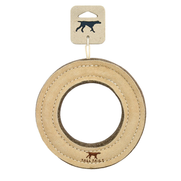 Tall Tails Natural Leather Ring Dog Toy, 7-in