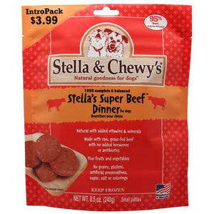 Stella & Chewy's Stella's Super Beef Intropak Galettes de dîner crues surgelées sans céréales pour chiens, 8,5 oz