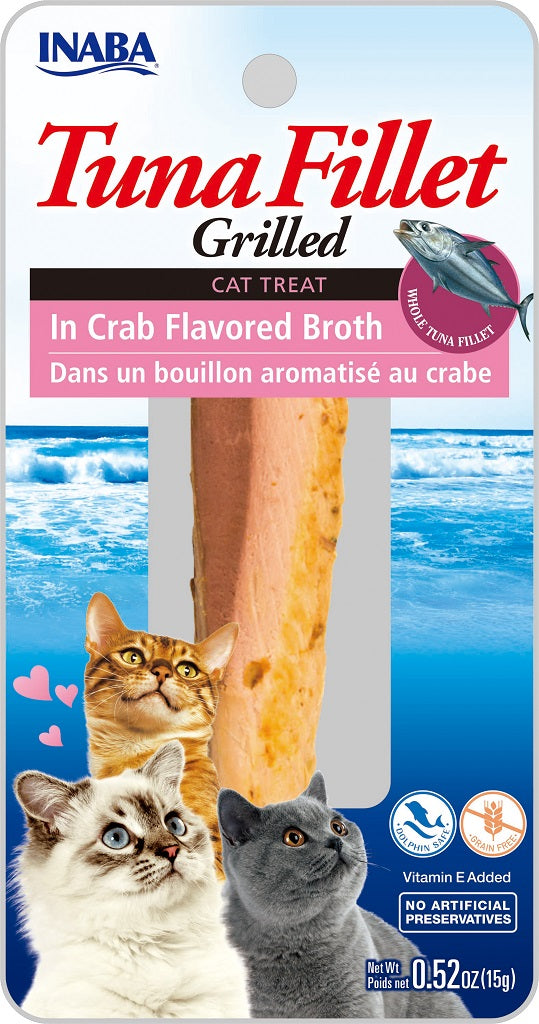 INABA Grilled Tuna Fillet in Crab Broth Grain-Free Cat Treats, 0.52-oz