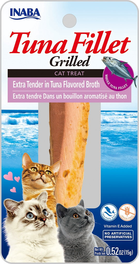INABA Grilled Tuna Fillet Extra Tender in Tuna Broth Grain-Free Cat Treats, .52-oz