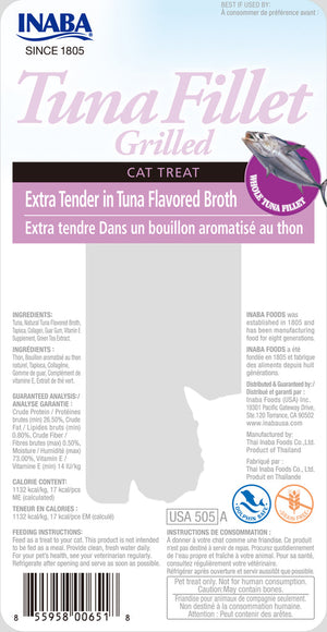 INABA Grilled Tuna Fillet Extra Tender in Tuna Broth Grain-Free Cat Treats, .52-oz