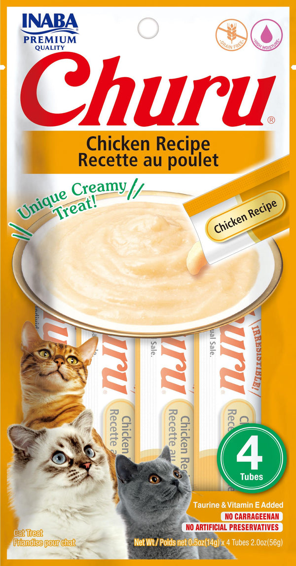 INABA Churu Purée Recette au Poulet Friandises sans céréales pour chats, 2 oz