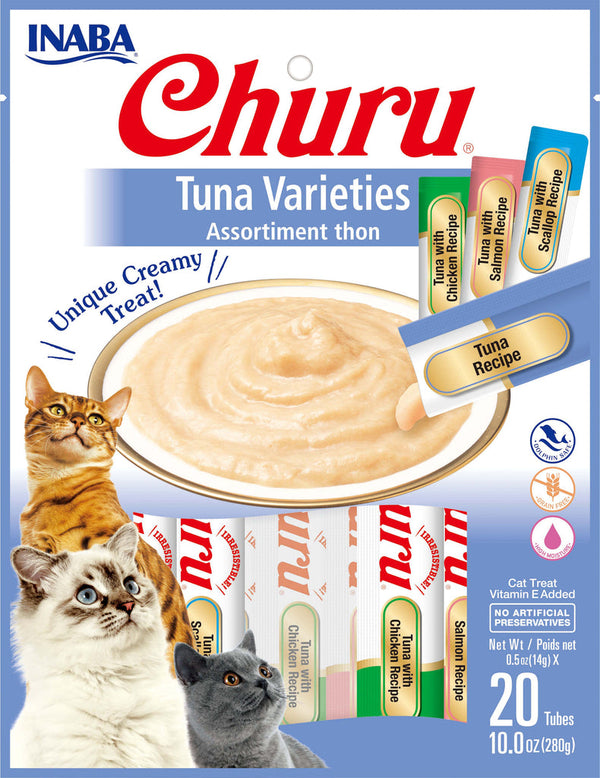 INABA Churu Puree Tuna Variety Pack Grain-Free Cat Treat