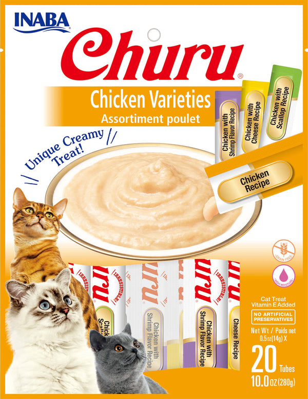 INABA Churu Puree Chicken Variety Pack Grain-Free Cat Treats