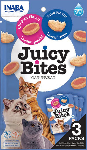 INABA Juicy Bites Tuna & Chicken Flavor Grain-Free Cat Treats, 3-pk