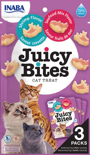 INABA Juicy Bites Shrimp & Seafood Mix Flavor Grain-Free Cat Treats, 3-pk