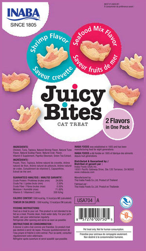 INABA Juicy Bites Shrimp & Seafood Mix Flavor Grain-Free Cat Treats, 3-pk