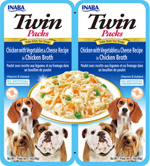 INABA Dog Twin Packs Chicken with Vegetables & Cheese in Chicken Broth Side Dish for Dogs