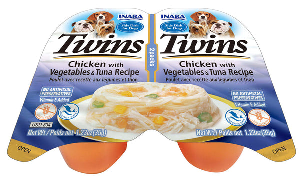 INABA Dog Twins Chicken with Vegetables & Tuna Side Dish for Dogs