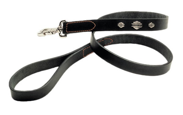 Coastal Harley-Davidson Leather Dog Leash, Black