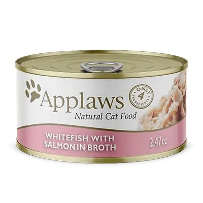Applaws Whitefish with Salmon in Broth Wet Cat Food Can