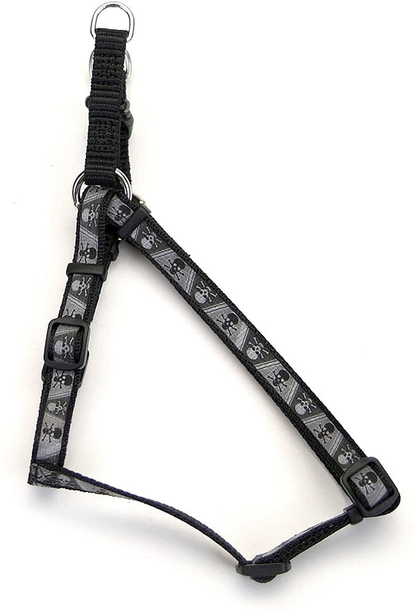 Lazer Brite Reflective Adjustable Dog Harness, Skull and Crossbones