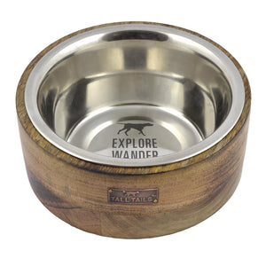 Tall Tails Designer Stainless Steel & Wood Dog Bowl