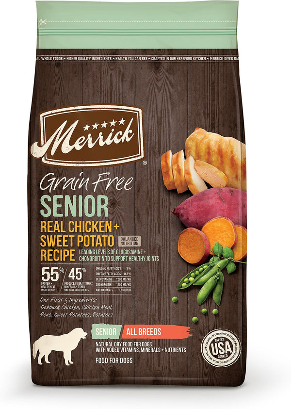 Merrick Real Chicken & Sweet Potato Recipe Grain Free Senior Dry Dog Food