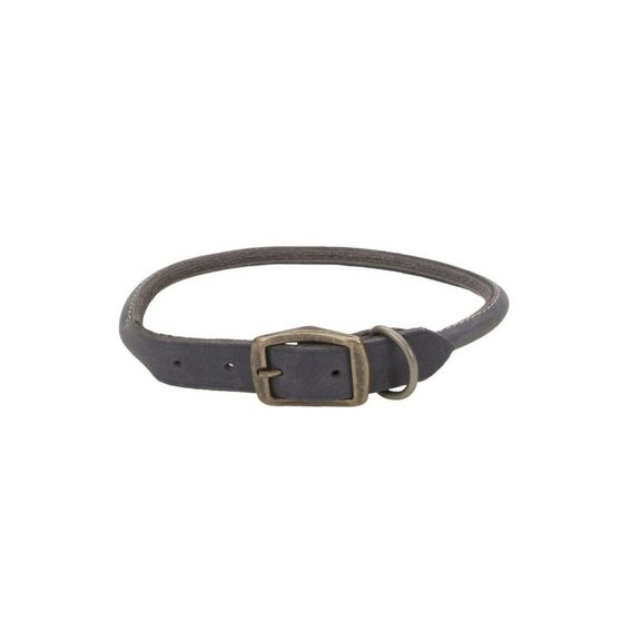 Circle T Rustic Leather Round Dog Collar, Slate Grey