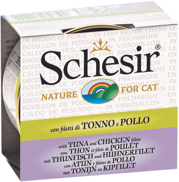 Schesir Tuna & Chicken In Broth Wet Cat Food Can