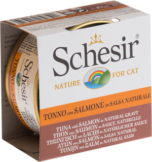 Schesir Natural Gravy Tuna & Salmon Wet Cat Food Can