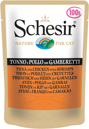 Schesir Tuna, Chicken, Shrimps Wet Cat Food Pouch