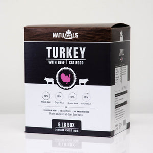 Naturawls Nourriture crue pour chats dinde et bœuf.