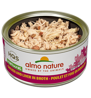 Almo Nature HQS Natural Chicken & Liver in Broth Grain-Free Wet Cat Food Can