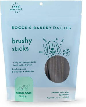Bocce’s Bakery Dailies Brushy Sticks Treats for Medium Dogs