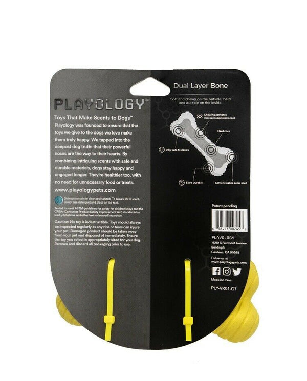 Playology Jouet Ï  mâcher pour chien Os Ï  double couche parfum poulet
