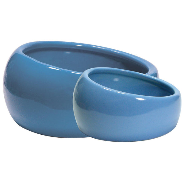 Living World Ergonomic Small Animal Dish, Blue, Small