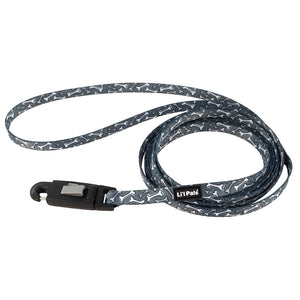 Li'l Pals Patterned Dog Leash with E-Z Snap, Grey Bones, 3/8-in x 6-ft