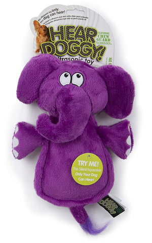 Hear Doggy Silent Squeaker Chew Guard Flattie Elephant Dog Toy