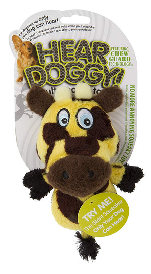 Hear Doggy Silent Squeaker Chew Guard Flattie Giraffe Dog Toy
