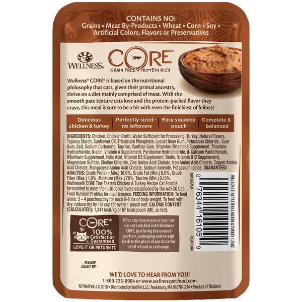 Wellness CORE Tiny Tasters Chicken & Turkey Grain-Free Cat Food Pouches