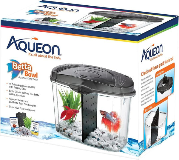 Aqueon Betta Bowl Aquarium Kits, Black, 0.5-gallon