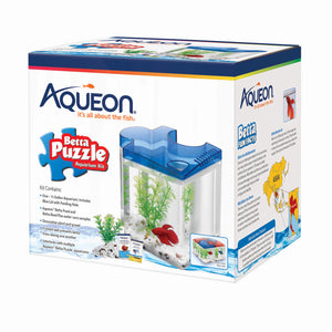 Aqueon Betta Puzzle Aquarium Kits, Blue, 0.5-gallon