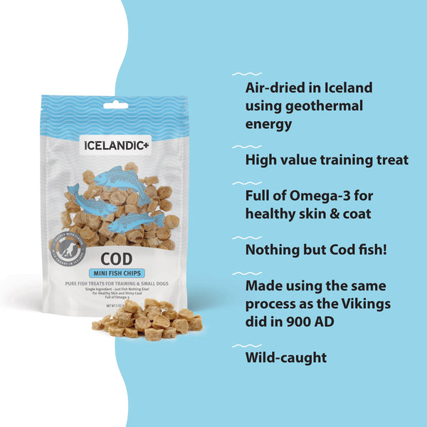 Icelandic+ Cod Mini Fish Chips Small Dog Treats